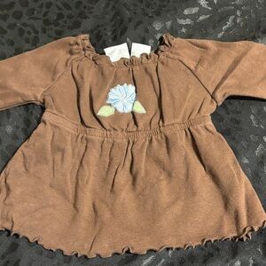 Charming Brown Baby Dress with Floral Detail